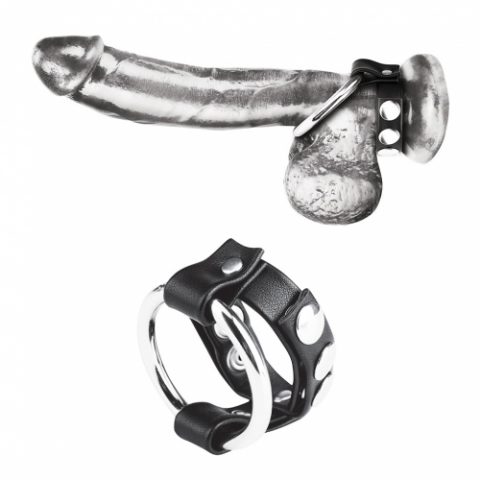 טבעת זקפה | Metal Cock Ring With Adjustable Snap Ball Strap