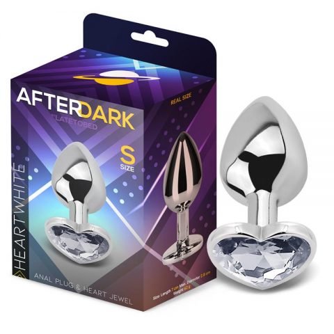 פלאג אנאלי ממתכת בגודל S בעיצוב לב Afterdark  - Diamond White