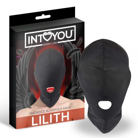 מסיכת פנים מקצועית עם פתח לחדירה | Lilith Incognito Mask with Opening in the Mouth Black