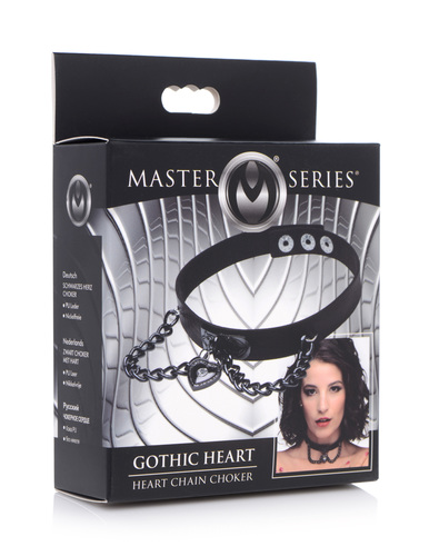 קולר קינקי לב גוטי XR Brands -Gothic Heart Chain Choker