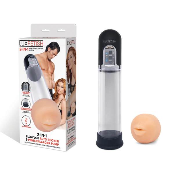 משאבת פין אוטומטית Lux Fetish - 2-in-1 Blowjob Auto Sucker & Penis Enlarger Pump